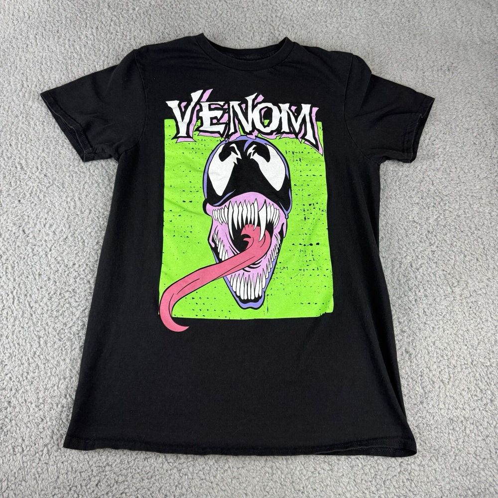 Venom Marvel Comics Men's Adult Small S Black T-Shirt Colorful Graphic Print
